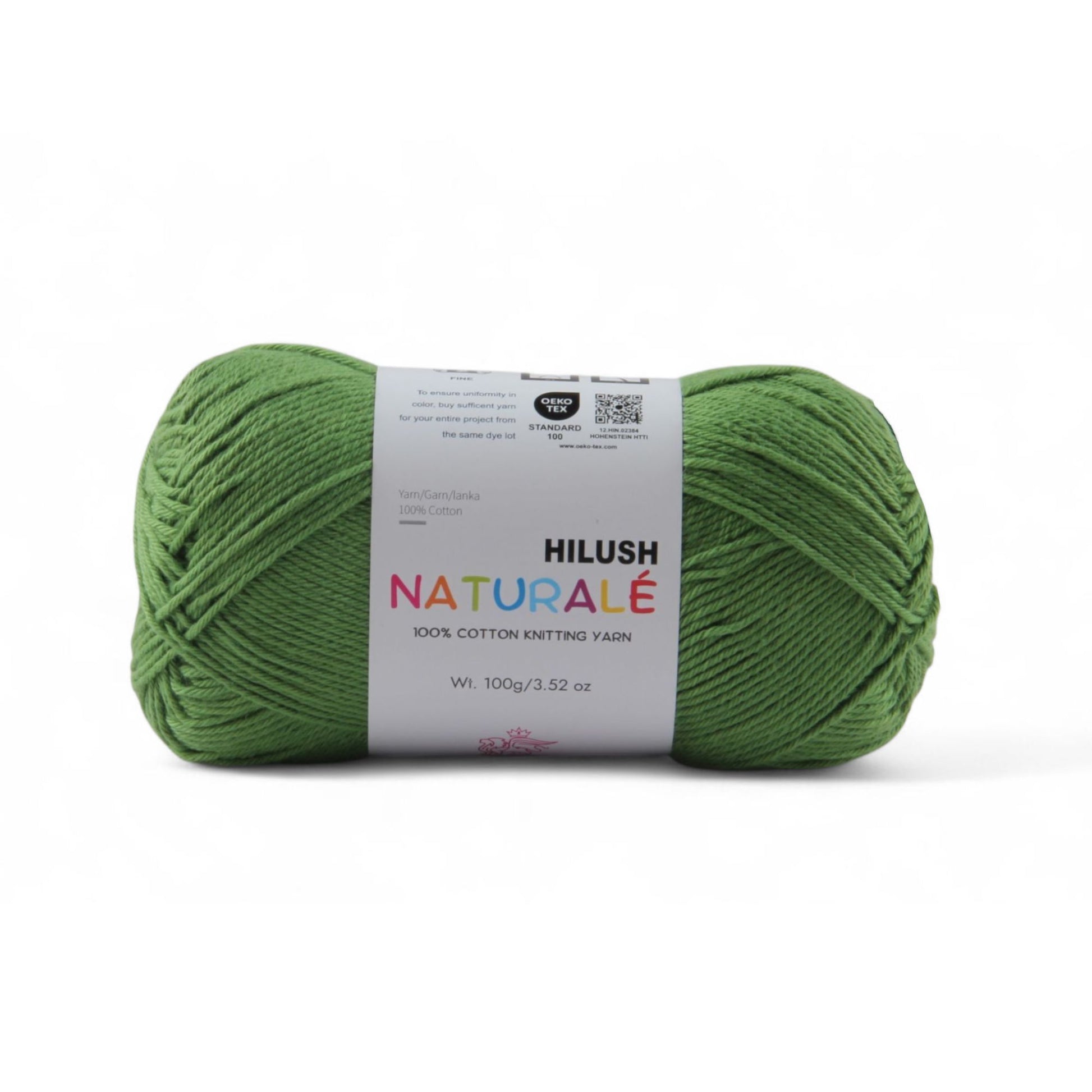 Hilush natural yarn ball in forest green color, 100g medium weight cotton yarn for knitting and crochet