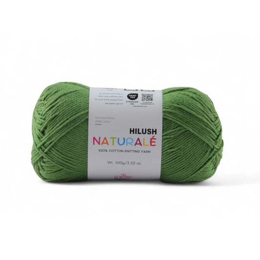 Hilush natural yarn ball in forest green color, 100g medium weight cotton yarn for knitting and crochet