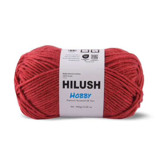 Hilush hobby yarn ball in brick red color, 100g bulky weight acrylic yarn for knitting and crochet