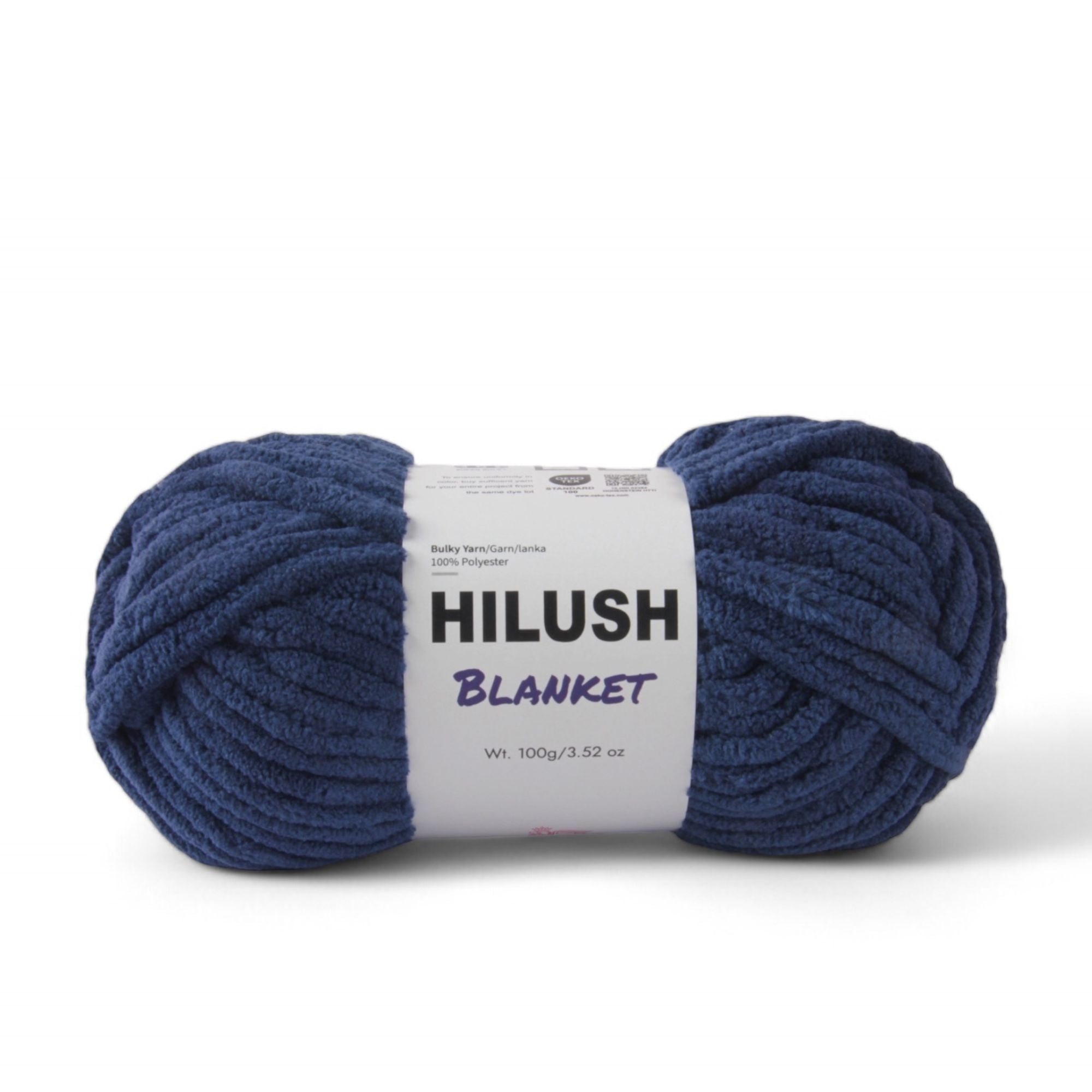 Hilush blanket yarn ball in denim blue, 100g super bulky weight polyester yarn for knitting and crochet