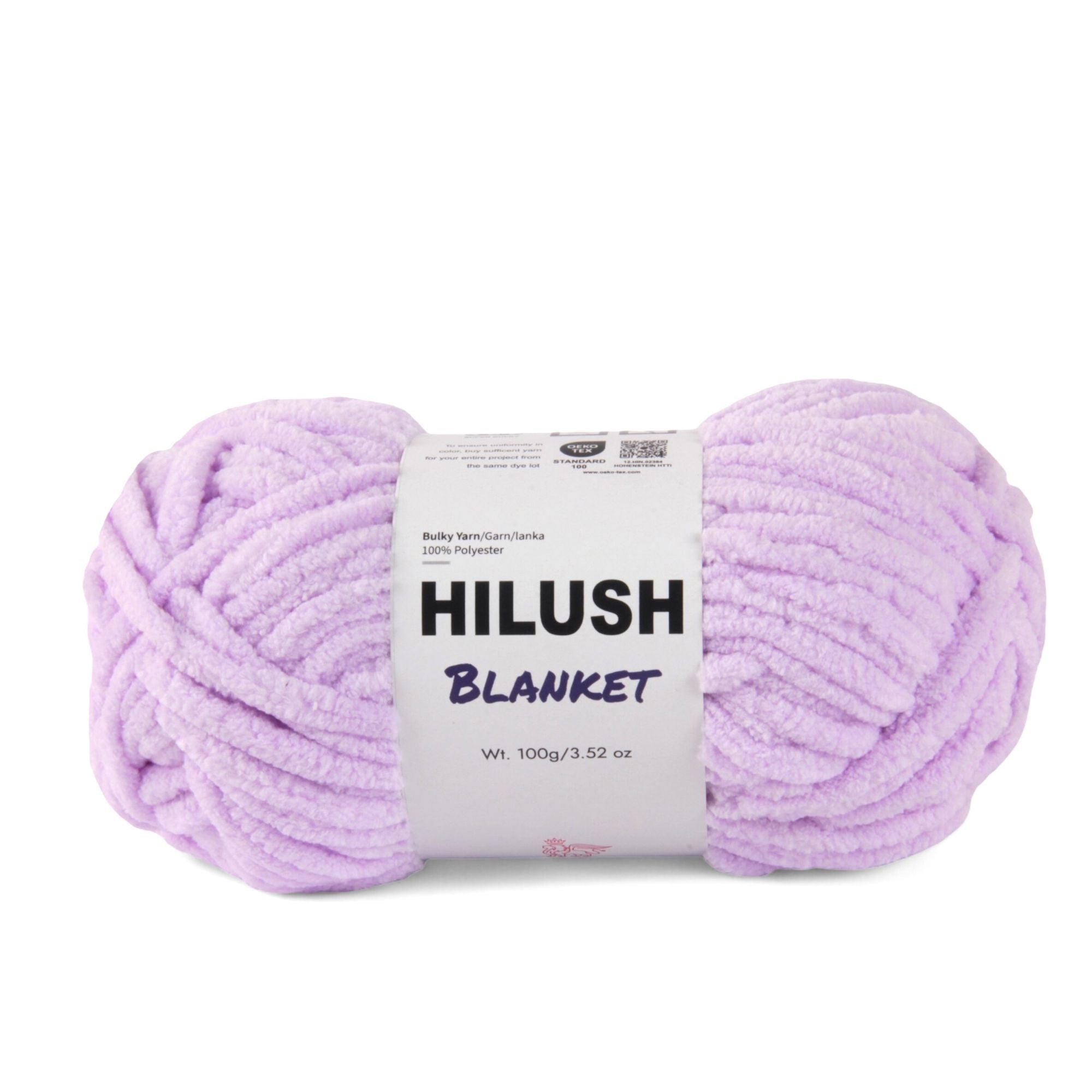 Hilush blanket yarn ball in lilac color, 100g super bulky weight polyester yarn for knitting and crochet