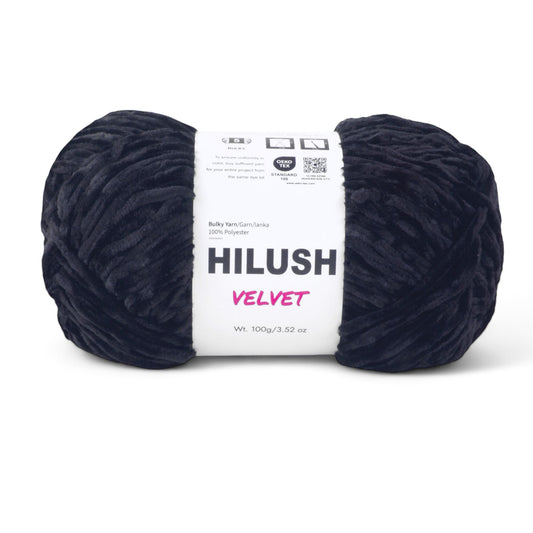 Hilush velvet yarn ball in black color, 100g bulky weight polyester yarn for knitting and crochet