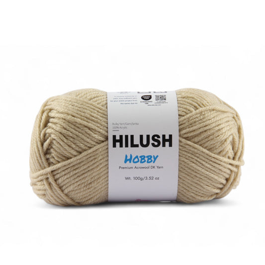 Hilush hobby yarn ball in beige color, 100g bulky weight acrylic yarn for knitting and crochet