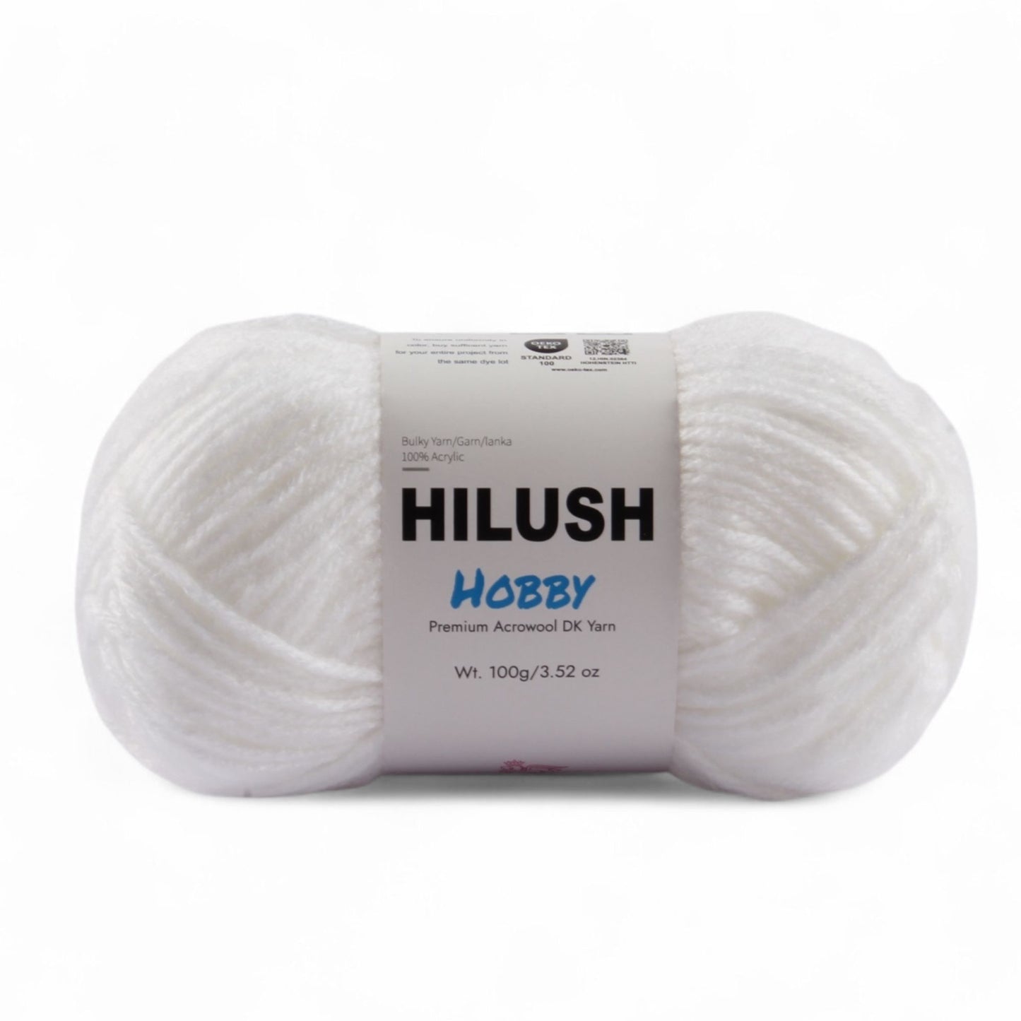 Hilush hobby yarn ball in white color, 100g bulky weight acrylic yarn for knitting and crochet