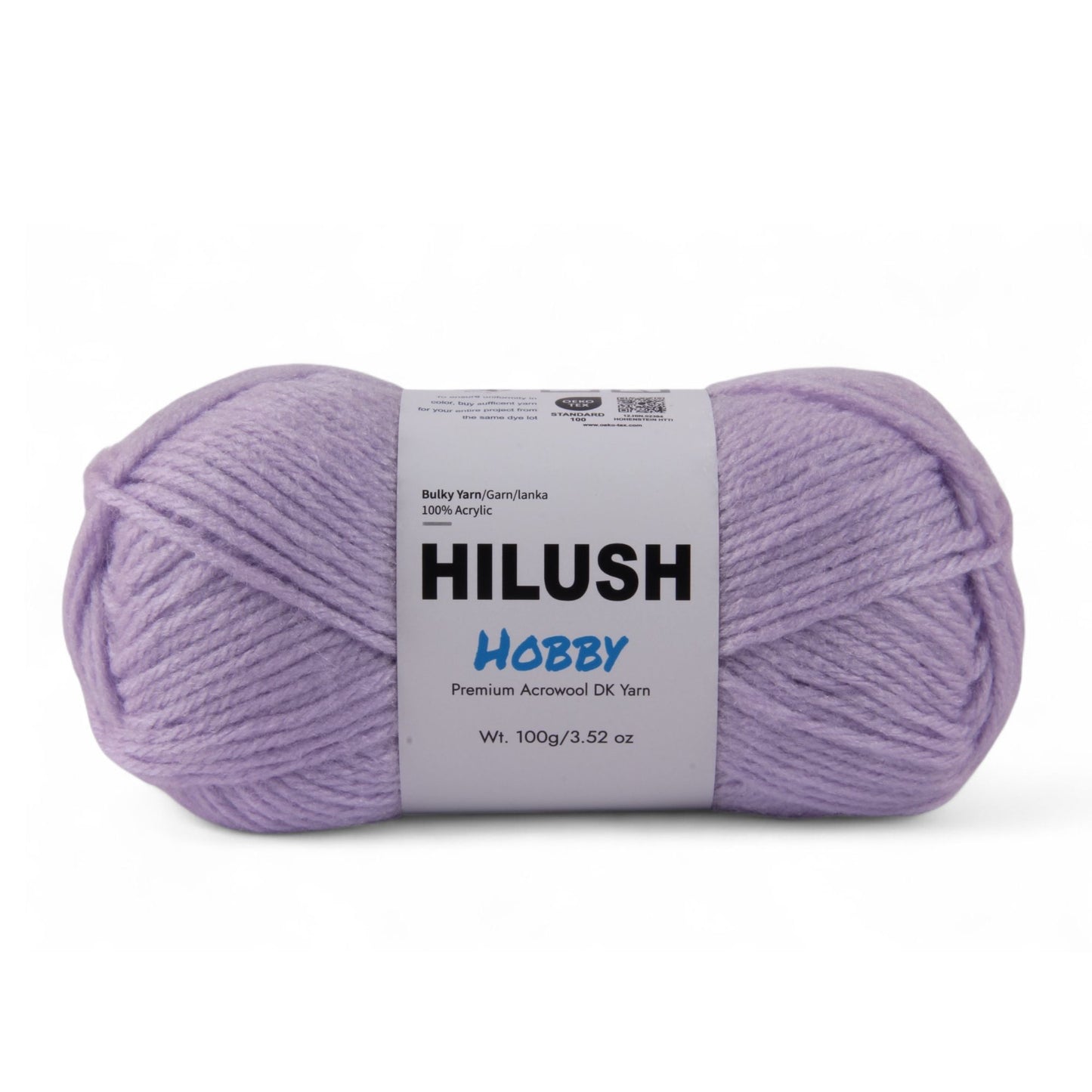Hilush hobby yarn ball in lilac color, 100g bulky weight acrylic yarn for knitting and crochet