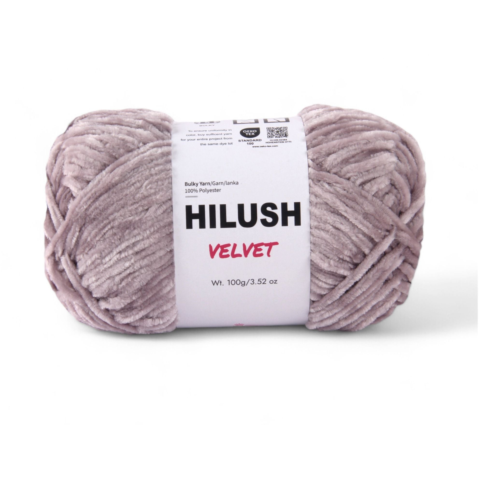 Hilush velvet yarn ball in grey color, 100g bulky weight polyester yarn for knitting and crochet