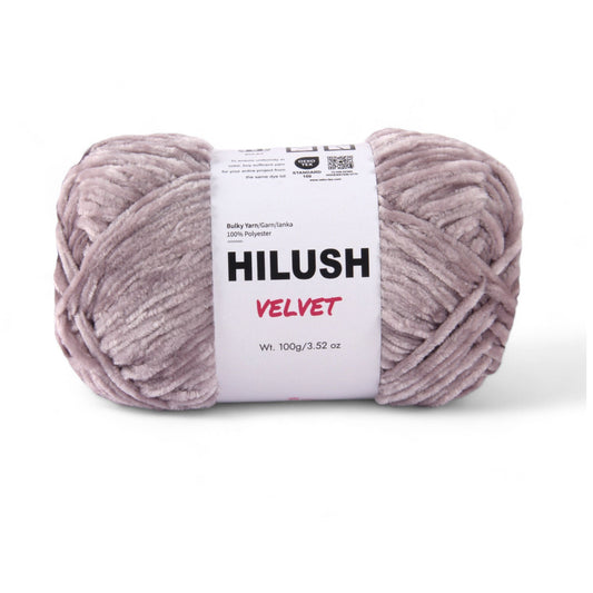 Hilush velvet yarn ball in grey color, 100g bulky weight polyester yarn for knitting and crochet