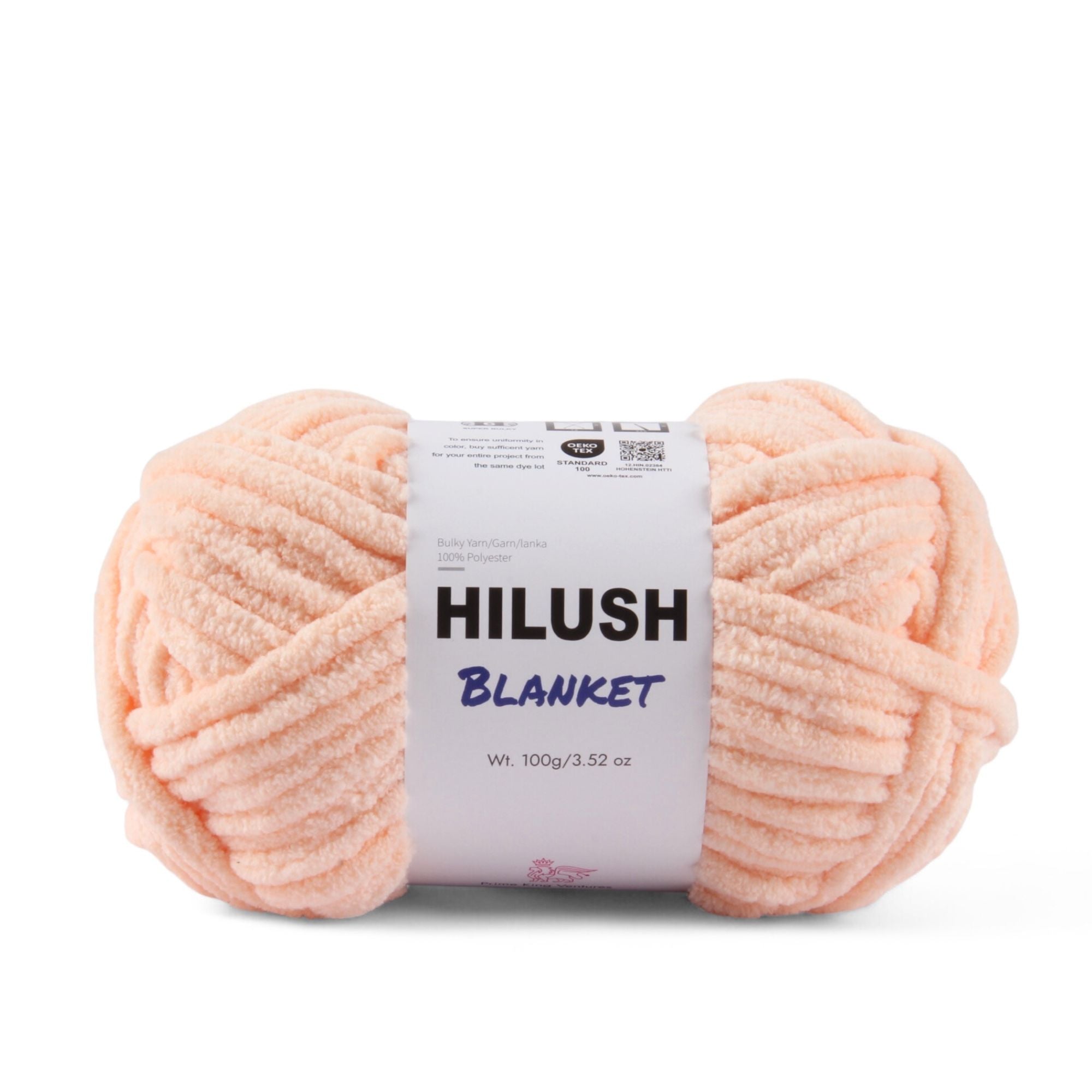 Hilush blanket yarn ball in light peach color, 100g super bulky weight polyester yarn for knitting and crochet