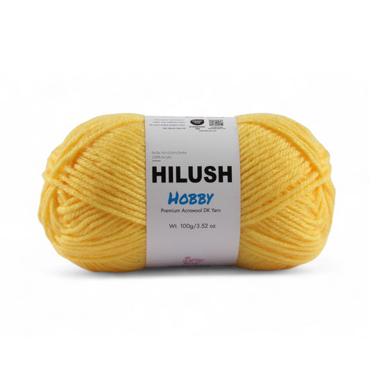 Hilush hobby yarn ball in yellow color, 100g bulky weight acrylic yarn for knitting and crochet