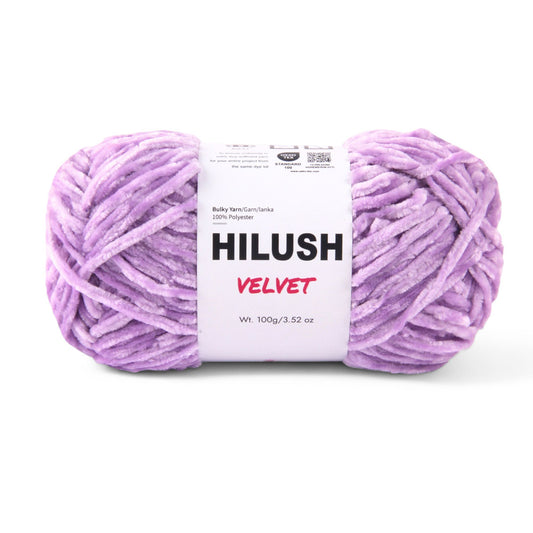 Hilush velvet yarn ball in lavender color, 100g bulky weight polyester yarn for knitting and crochet