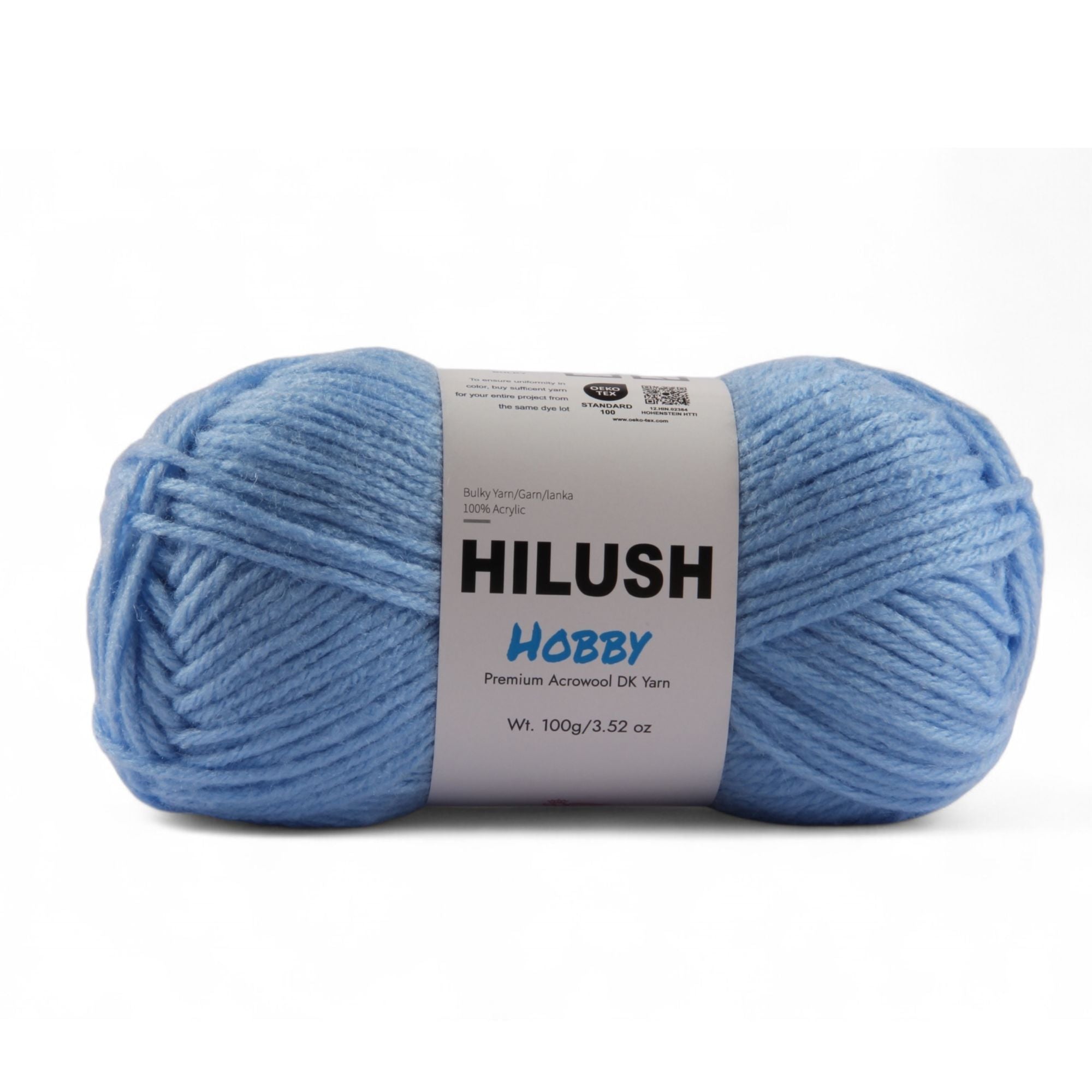 Hilush hobby yarn ball in blue color, 100g bulky weight acrylic yarn for knitting and crochet