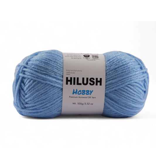 Hilush hobby yarn ball in blue color, 100g bulky weight acrylic yarn for knitting and crochet