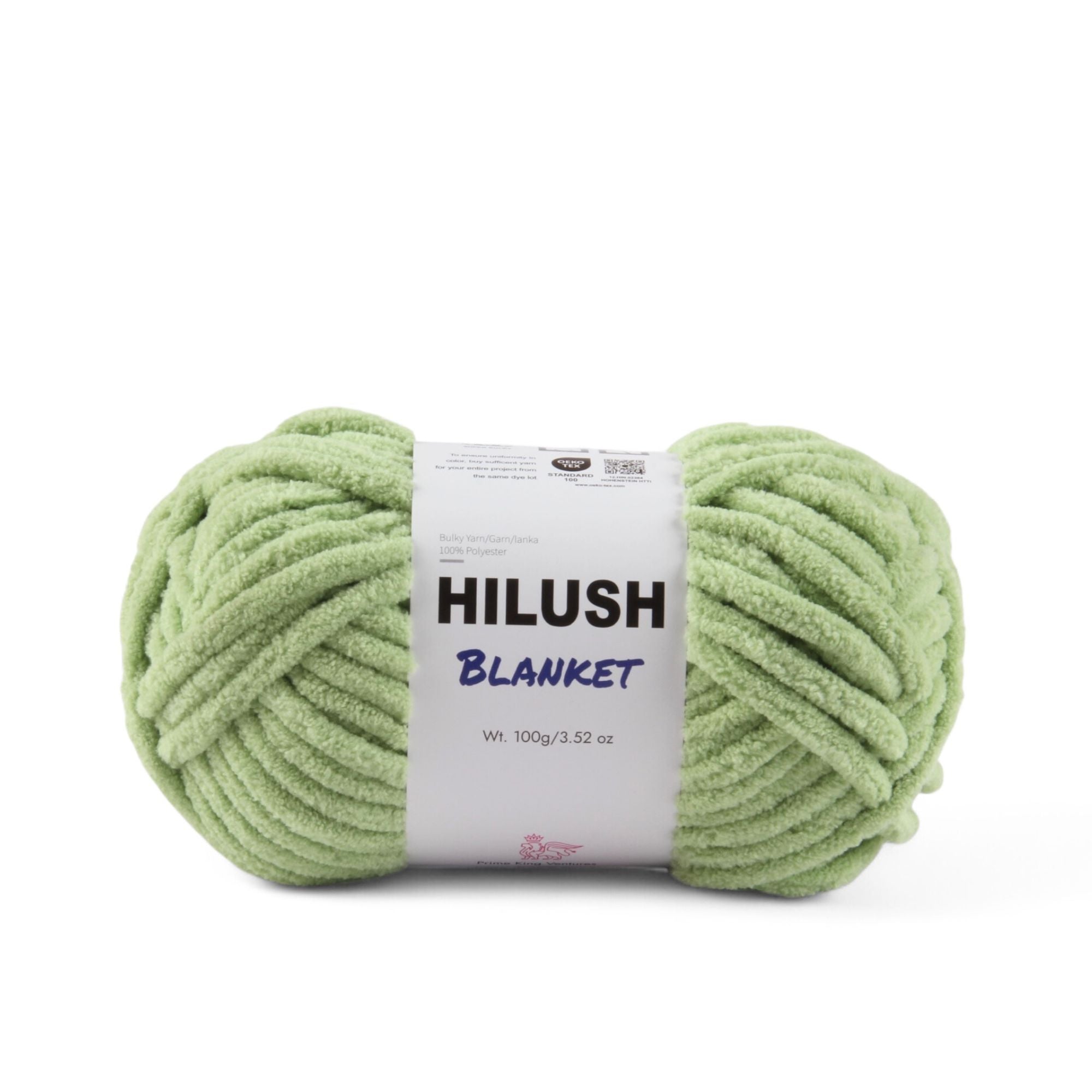 Hilush blanket yarn ball in pista green color, 100g super bulky weight polyester yarn for knitting and crochet