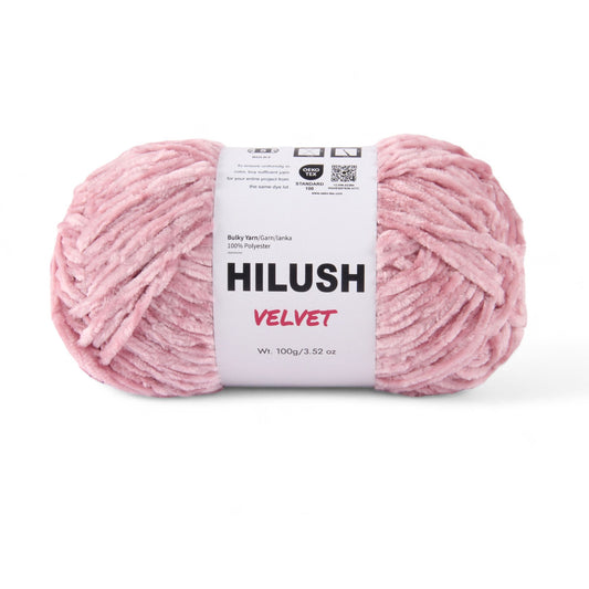 Hilush velvet yarn ball in baby pink color, 100g bulky weight polyester yarn for knitting and crochet