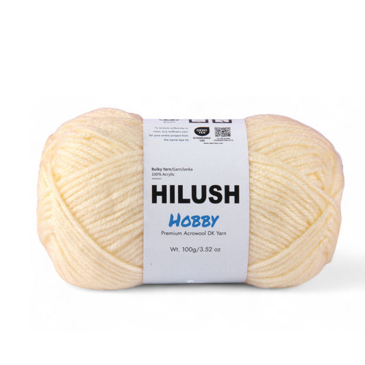 Hilush hobby yarn ball in off white color, 100g bulky weight acrylic yarn for knitting and crochet