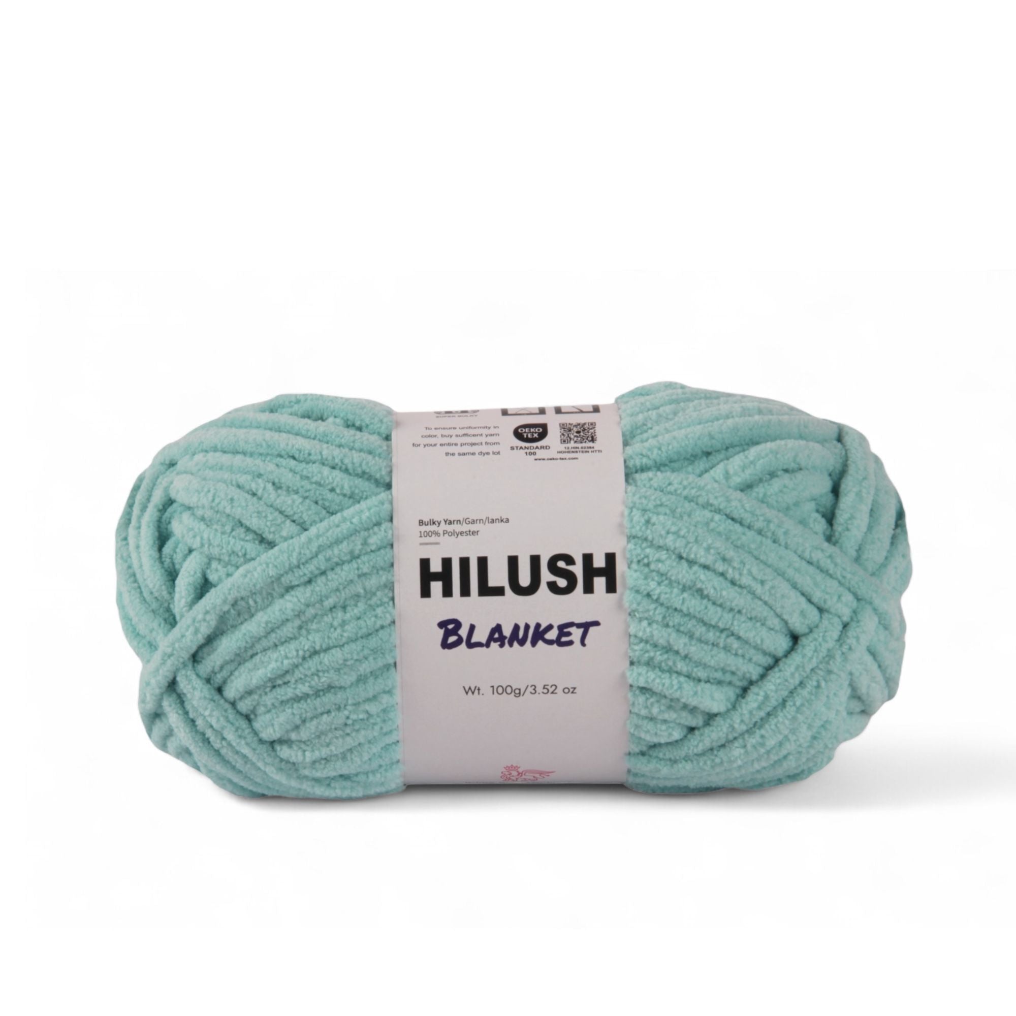 Hilush blanket yarn ball in turquoise color, 100g super bulky weight polyester yarn for knitting and crochet