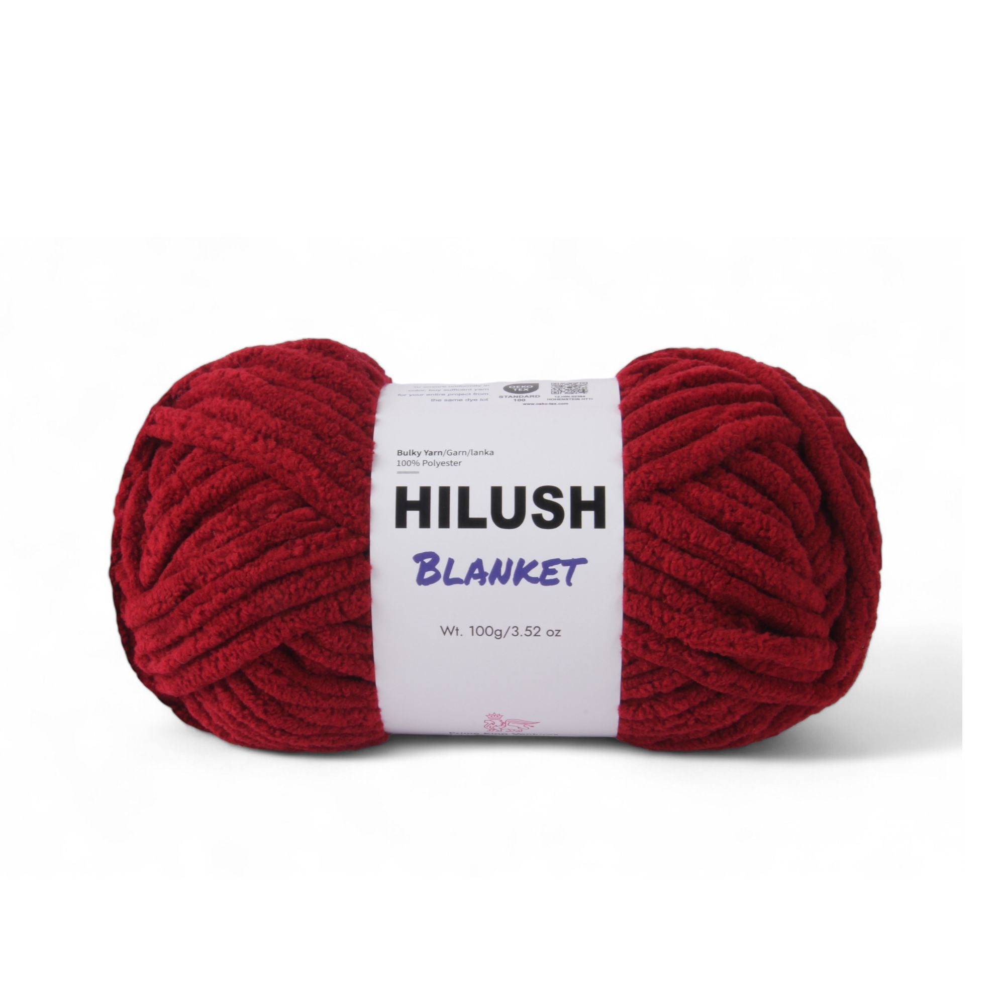 Hilush blanket yarn ball in wine color, 100g super bulky weight polyester yarn for knitting and crochet