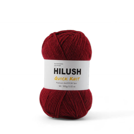 Hilush quick knit yarn ball in wine color, 100g medium weight acrylic yarn for knitting and crochet