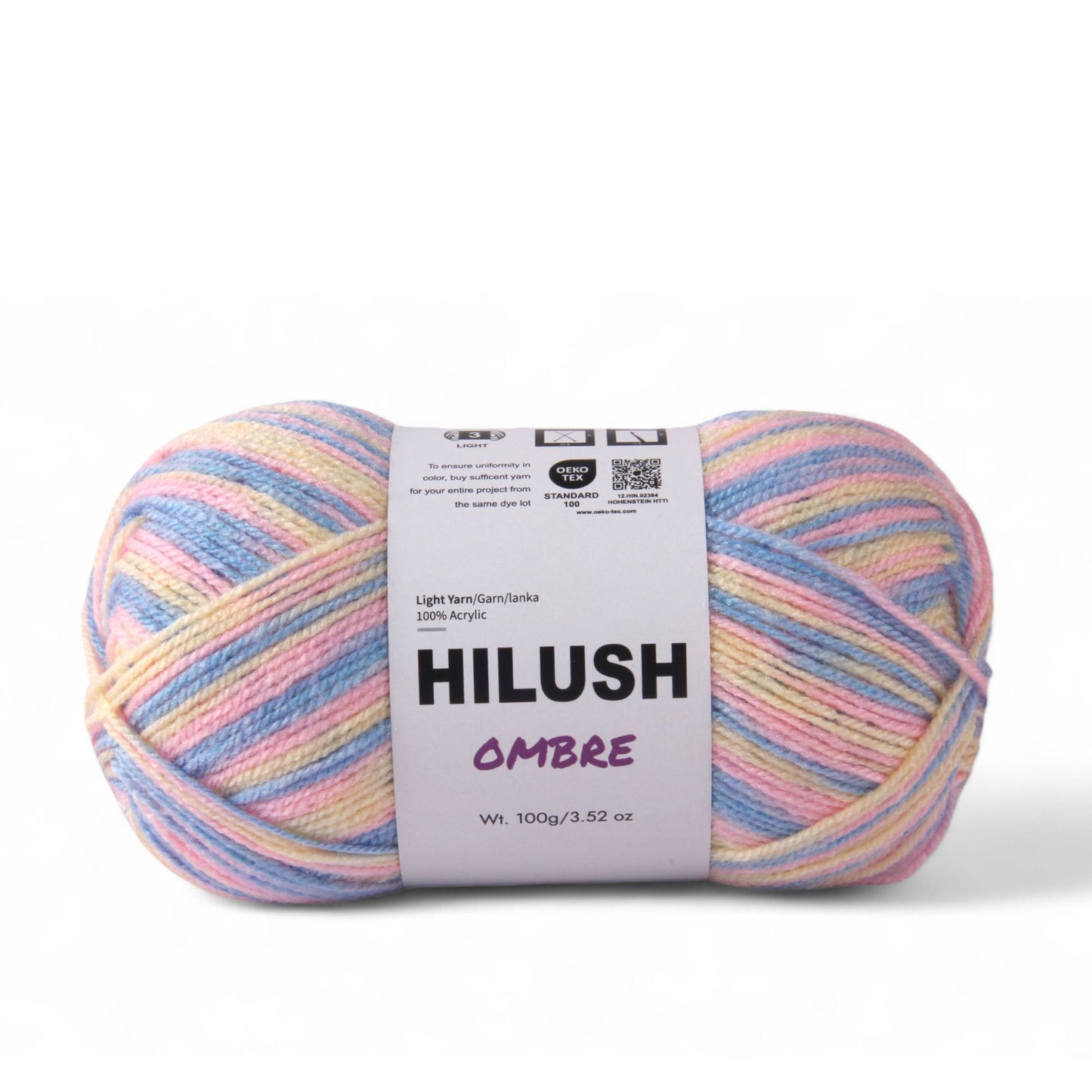 Hilush ombre yarn ball, 100g light weight acrylic yarn for knitting and crochet