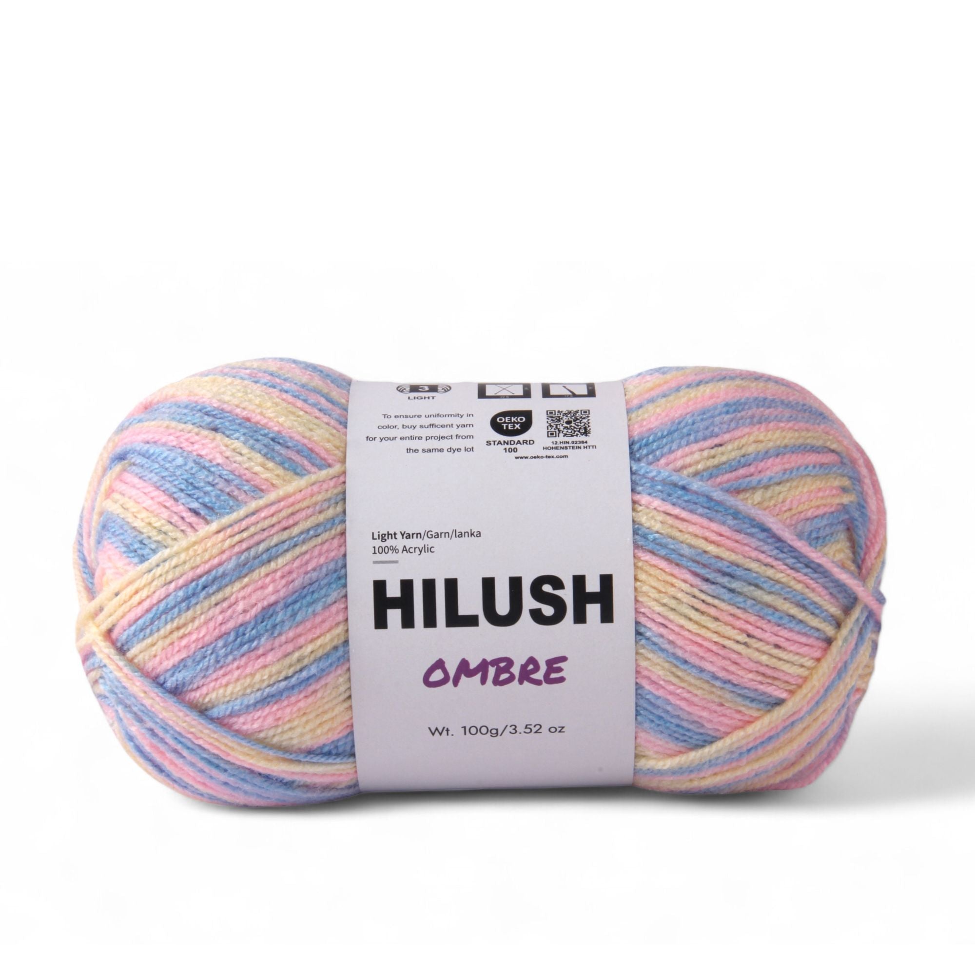 Hilush ombre yarn ball, 100g light weight acrylic yarn for knitting and crochet
