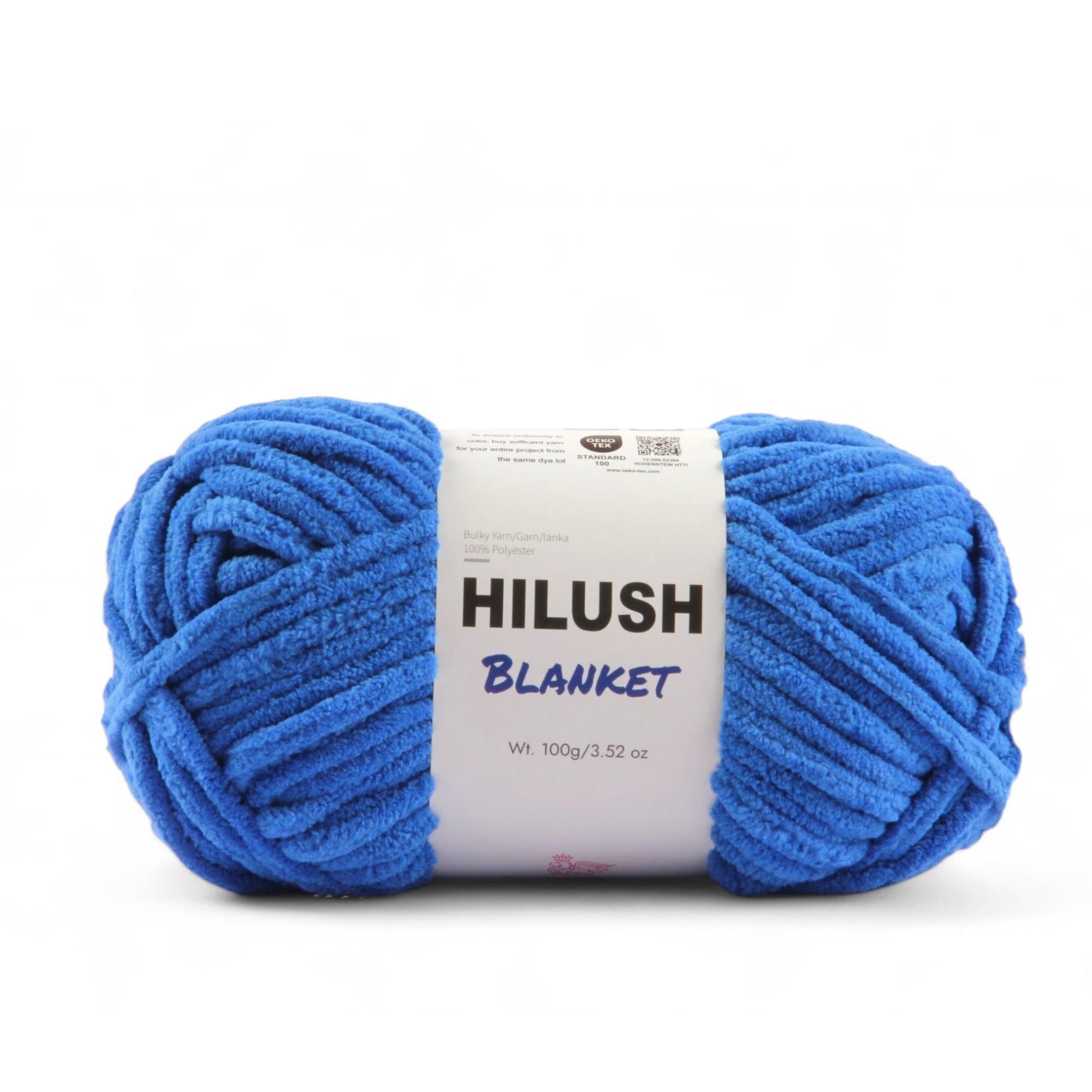 Hilush blanket yarn ball in ink blue color, 100g super bulky weight polyester yarn for knitting and crochet