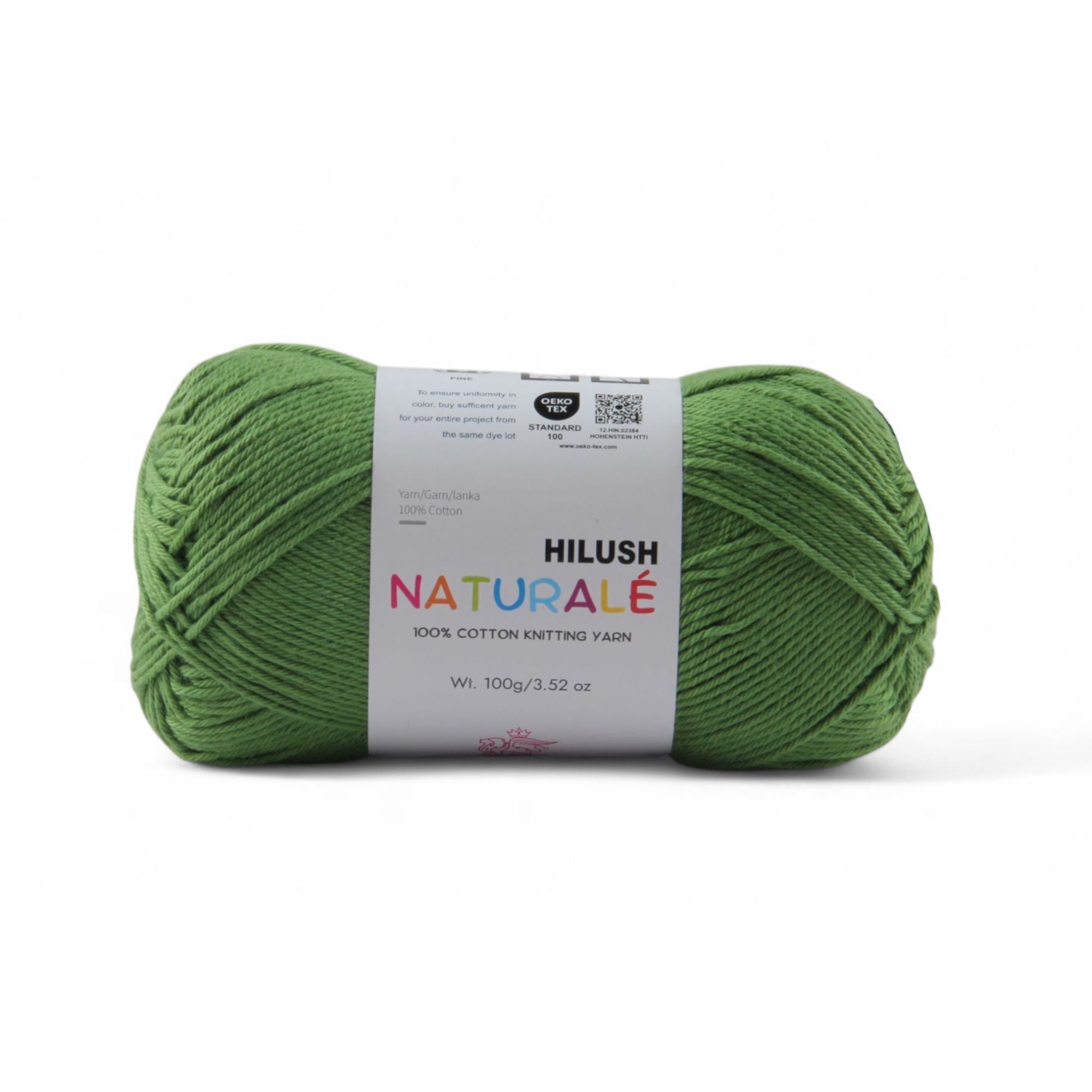 Hilush natural yarn ball in forest green color, 100g medium weight cotton yarn for knitting and crochet