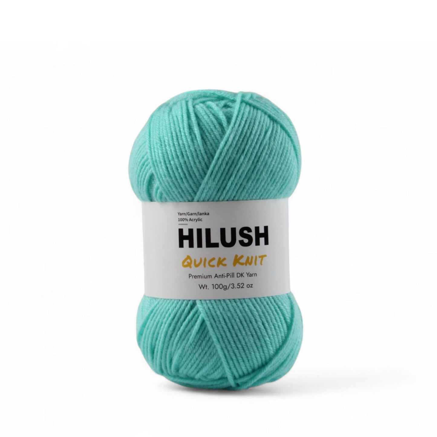 Hilush quick knit yarn ball in turquoise color, 100g medium weight acrylic yarn for knitting and crochet