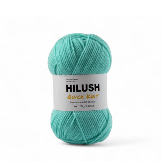 Hilush quick knit yarn ball in turquoise color, 100g medium weight acrylic yarn for knitting and crochet