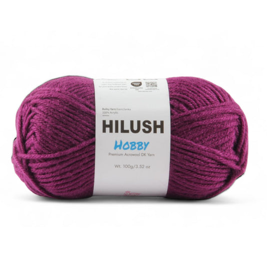 Hilush hobby yarn ball in dark purple color, 100g bulky weight acrylic yarn for knitting and crochet