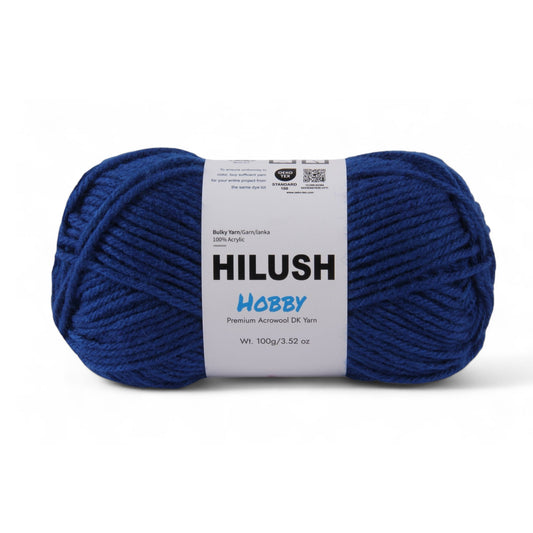 Hilush hobby yarn ball in deep blue color, 100g bulky weight acrylic yarn for knitting and crochet
