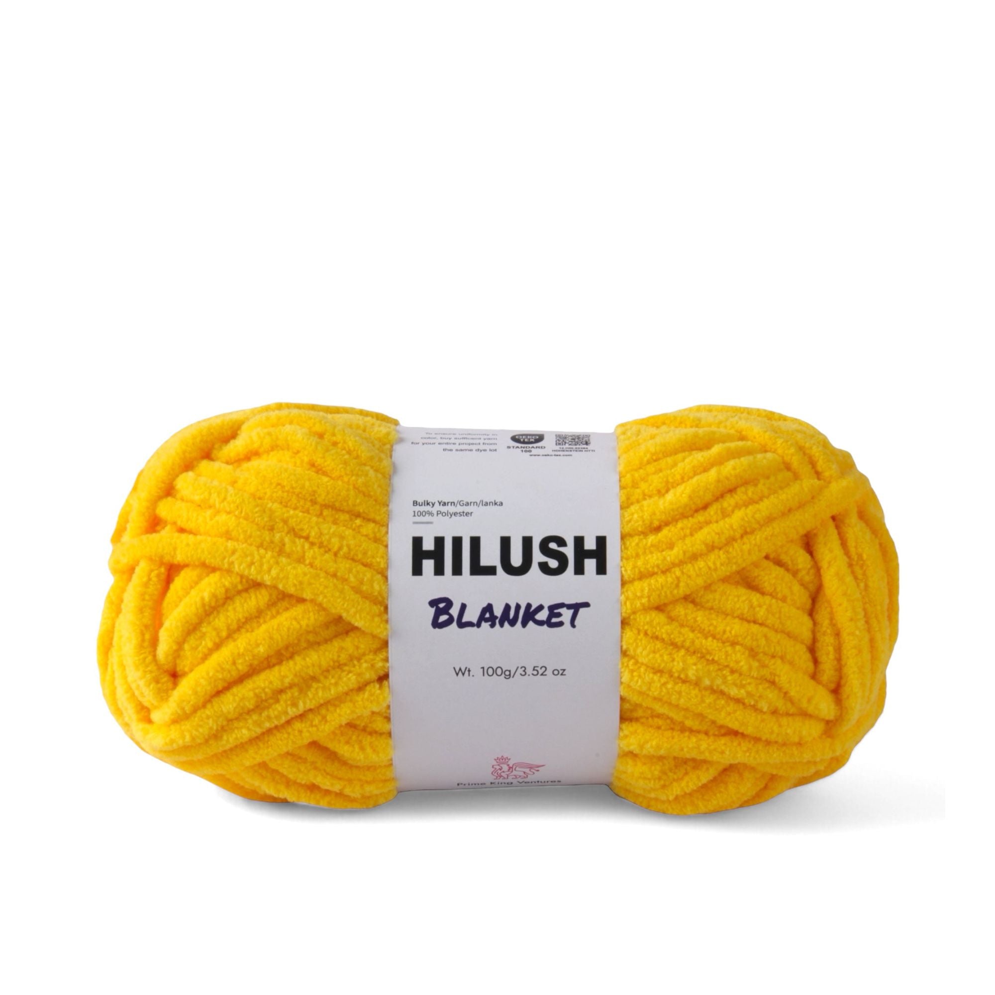 Hilush blanket yarn ball in yellow color, 100g super bulky weight polyester yarn for knitting and crochet