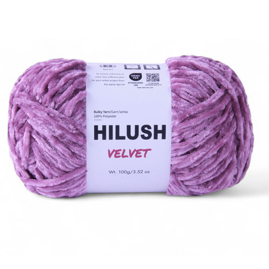 Hilush velvet yarn ball in rose pink color, 100g bulky weight polyester yarn for knitting and crochet