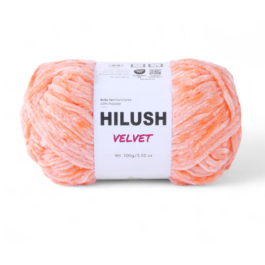 Hilush velvet yarn ball in light peach color, 100g bulky weight polyester yarn for knitting and crochet