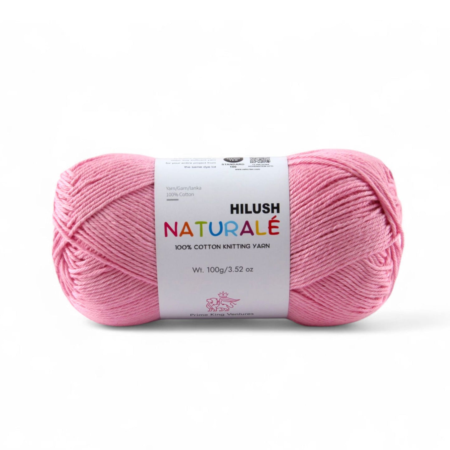 Hilush natural yarn ball in baby pink color, 100g medium weight cotton yarn for knitting and crochet