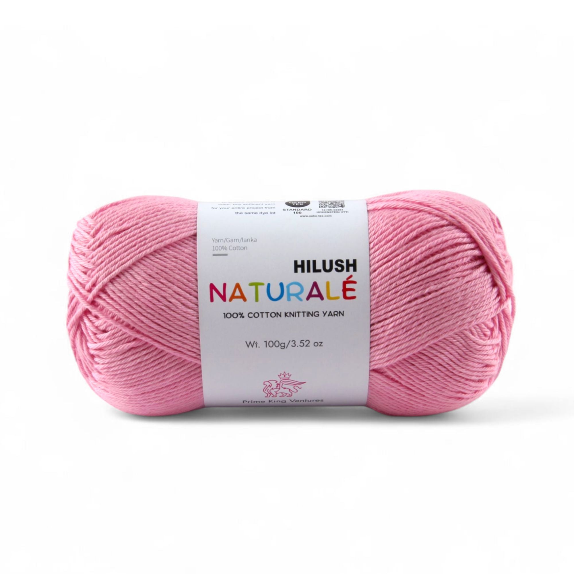 Hilush natural yarn ball in baby pink color, 100g medium weight cotton yarn for knitting and crochet