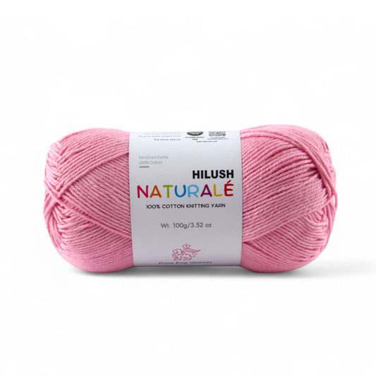 Hilush natural yarn ball in baby pink color, 100g medium weight cotton yarn for knitting and crochet