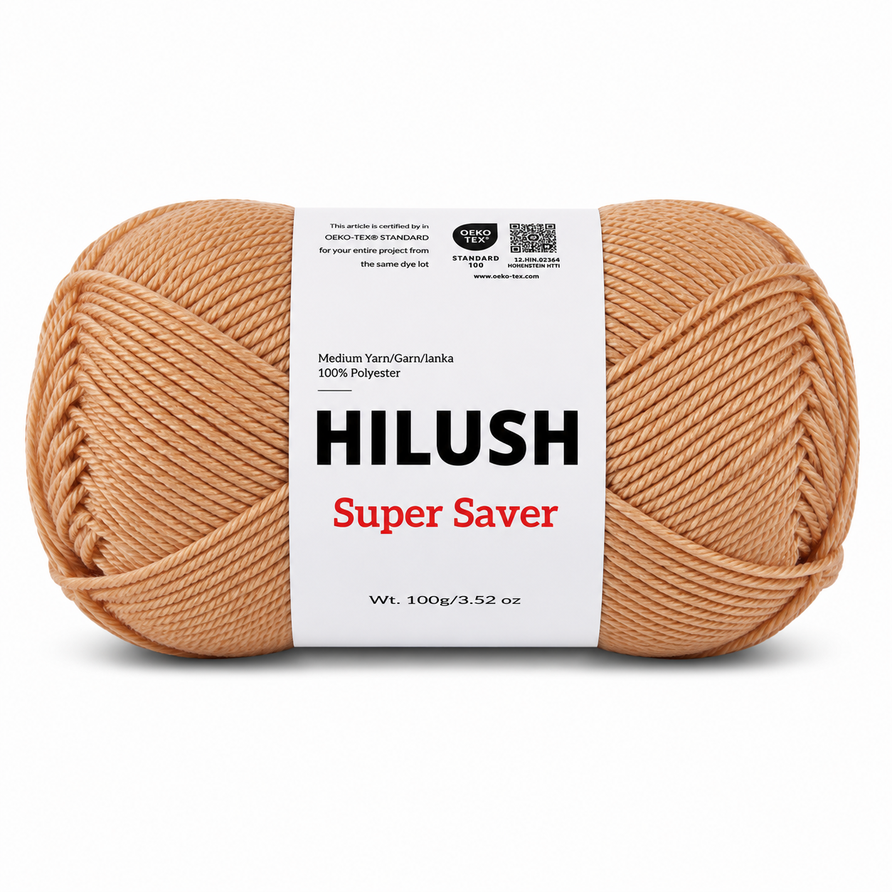 Hilush Super Saver yarn ball in 100g medium weight polyester yarn for knitting and crochet