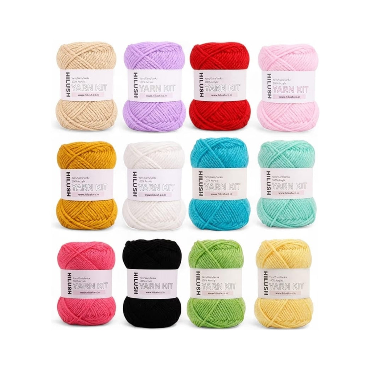 Hilush Multicolour Yarn Kit – Pack of 12 (20gm/Ball)